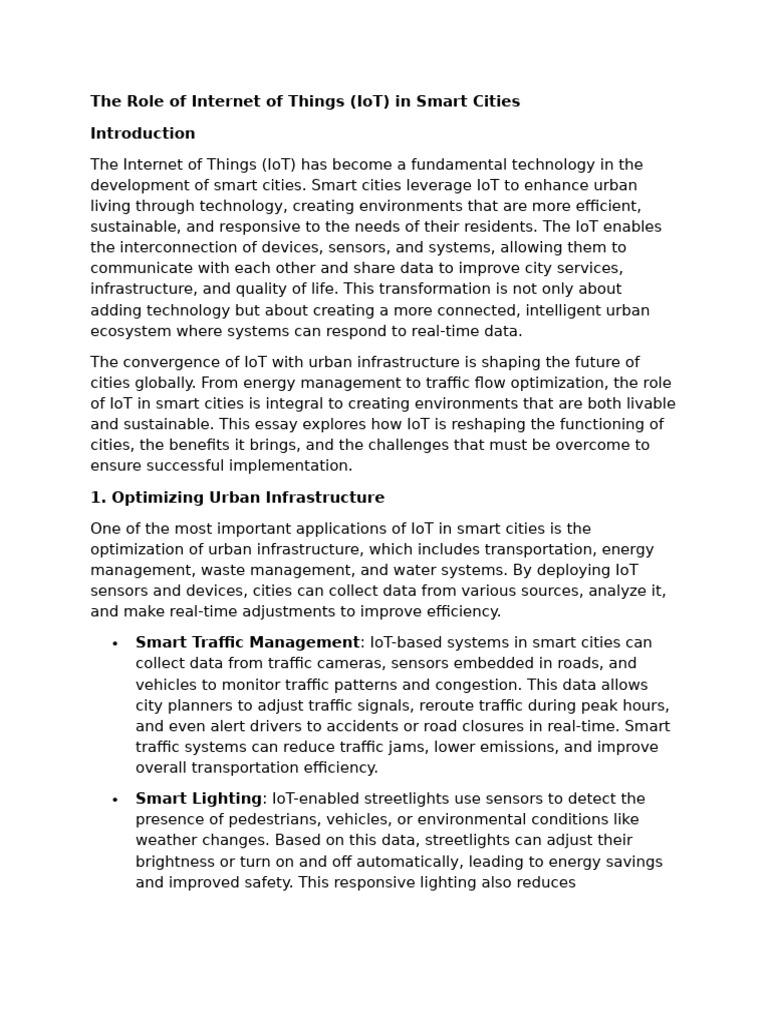 IoT's Impact on Smart Cities | PDF | Internet Of Things | Infrastructure