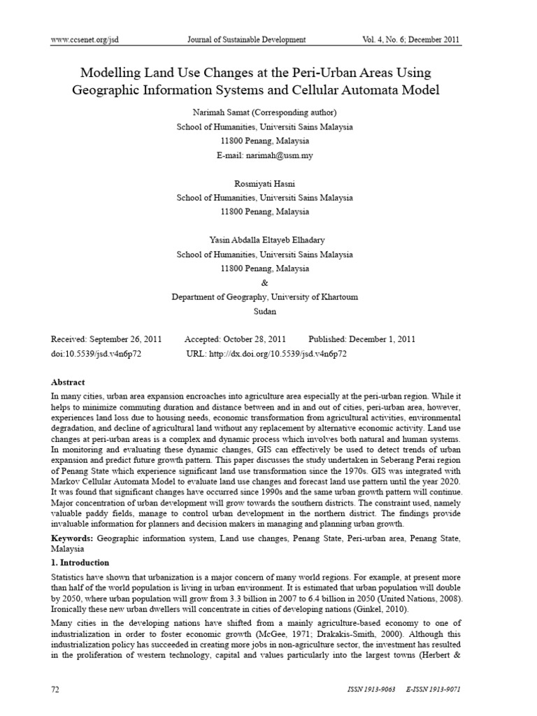 GIS Modeling of Land Use Changes in Penang | PDF | Urban Sprawl ...