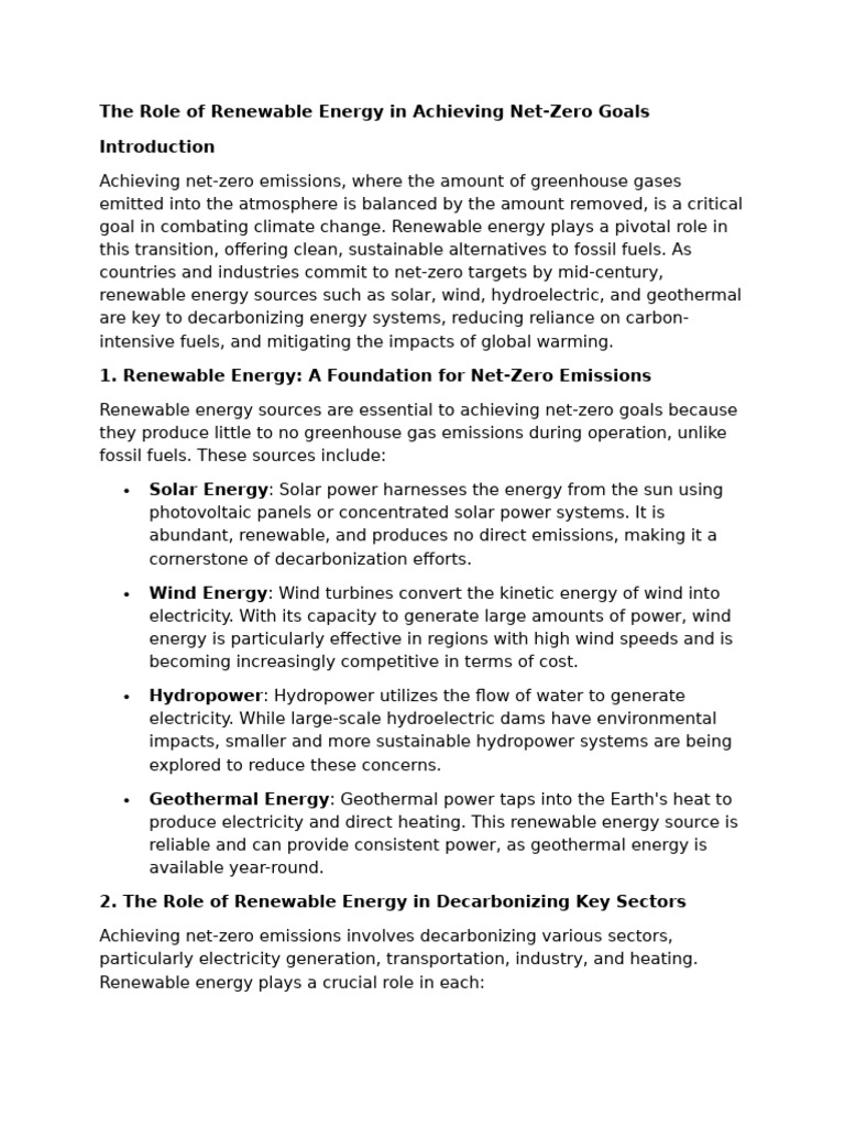 Renewable Energy for Net-Zero Goals | PDF | Renewable Energy | Climate ...