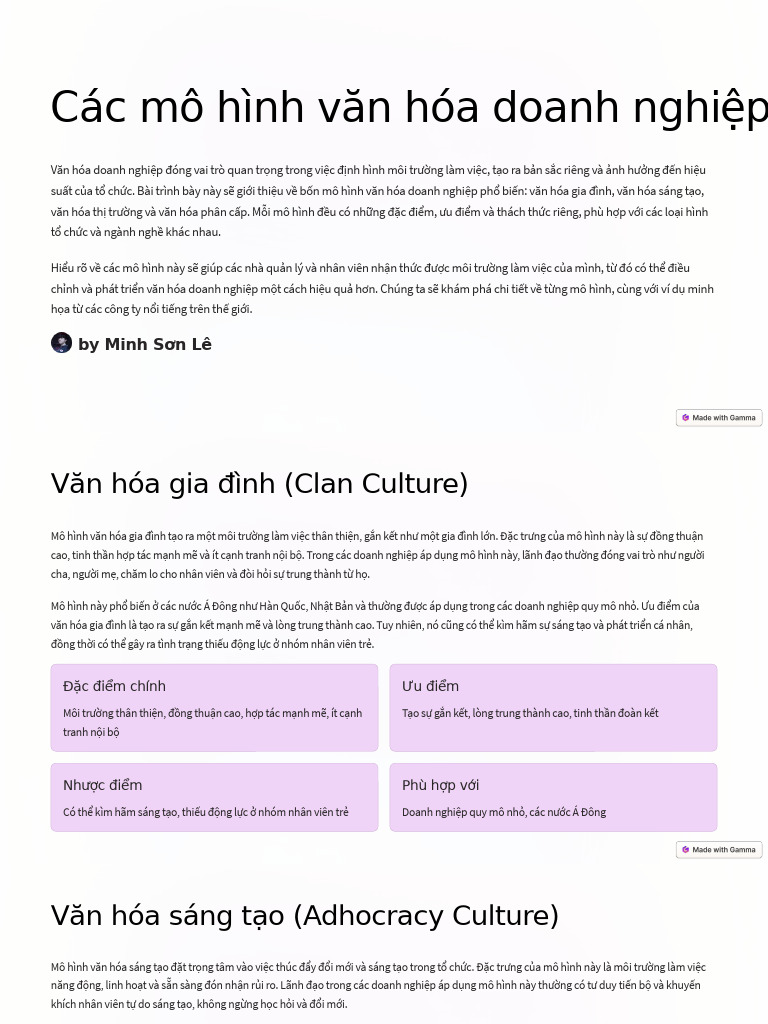 Cac Mo Hinh Van Hoa Doanh Nghiep | PDF