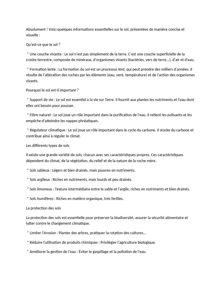 Importance et protection du sol en agriculture | PDF | Sol (pédologie ...