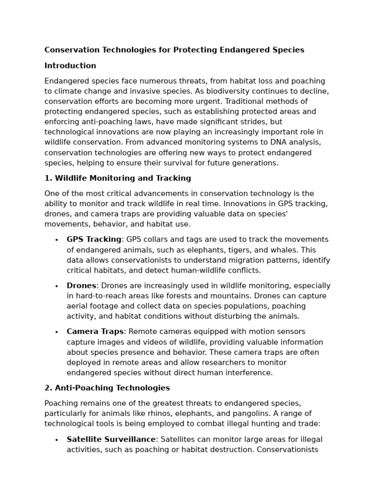 Conservation Tech for Endangered Species | PDF | Endangered Species ...