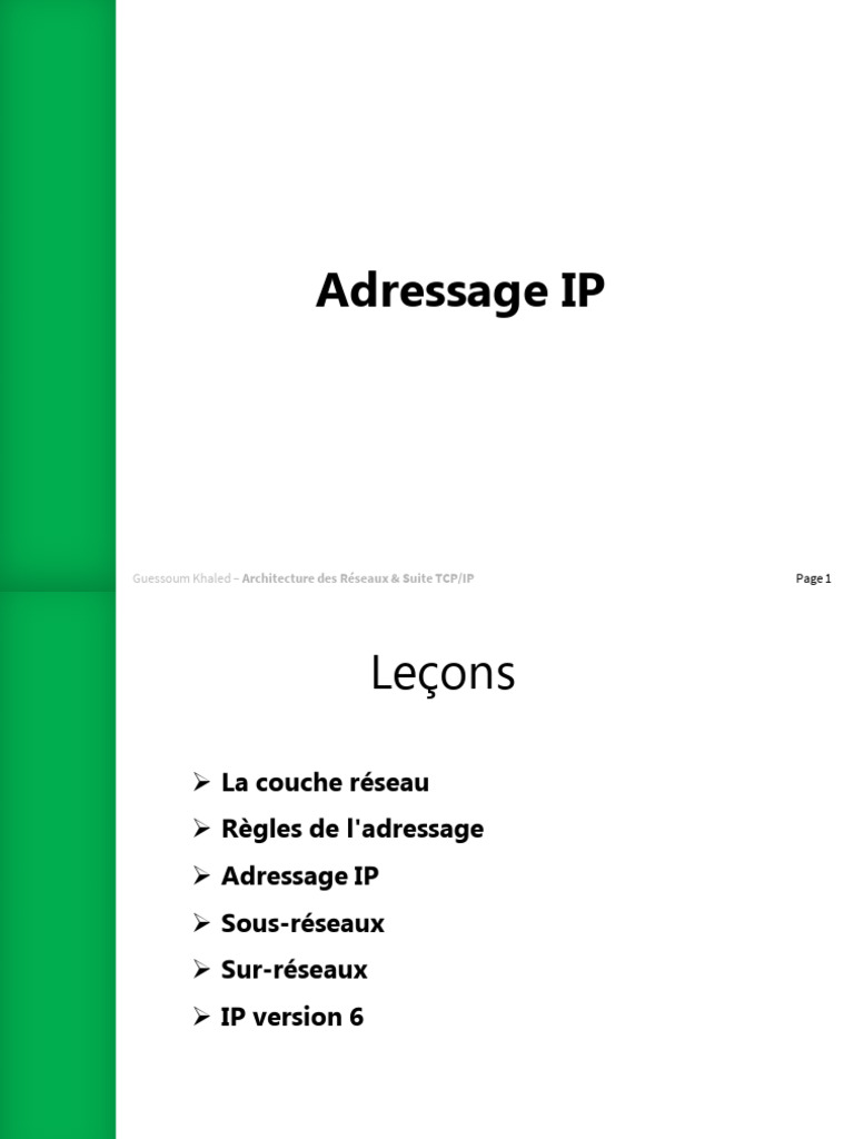 Adressage TCP/IP et Sous-réseaux | PDF | Adresse IP | I Pv6