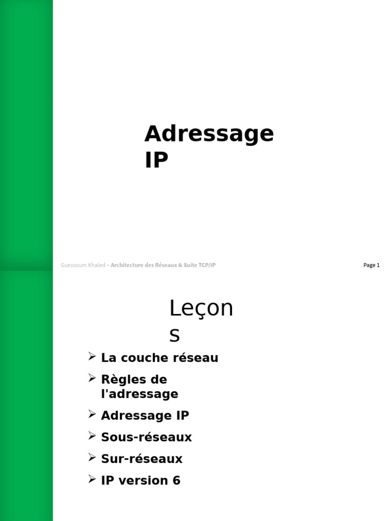 Adressage TCP/IP et sous-réseaux | PDF | Adresse IP | I Pv6
