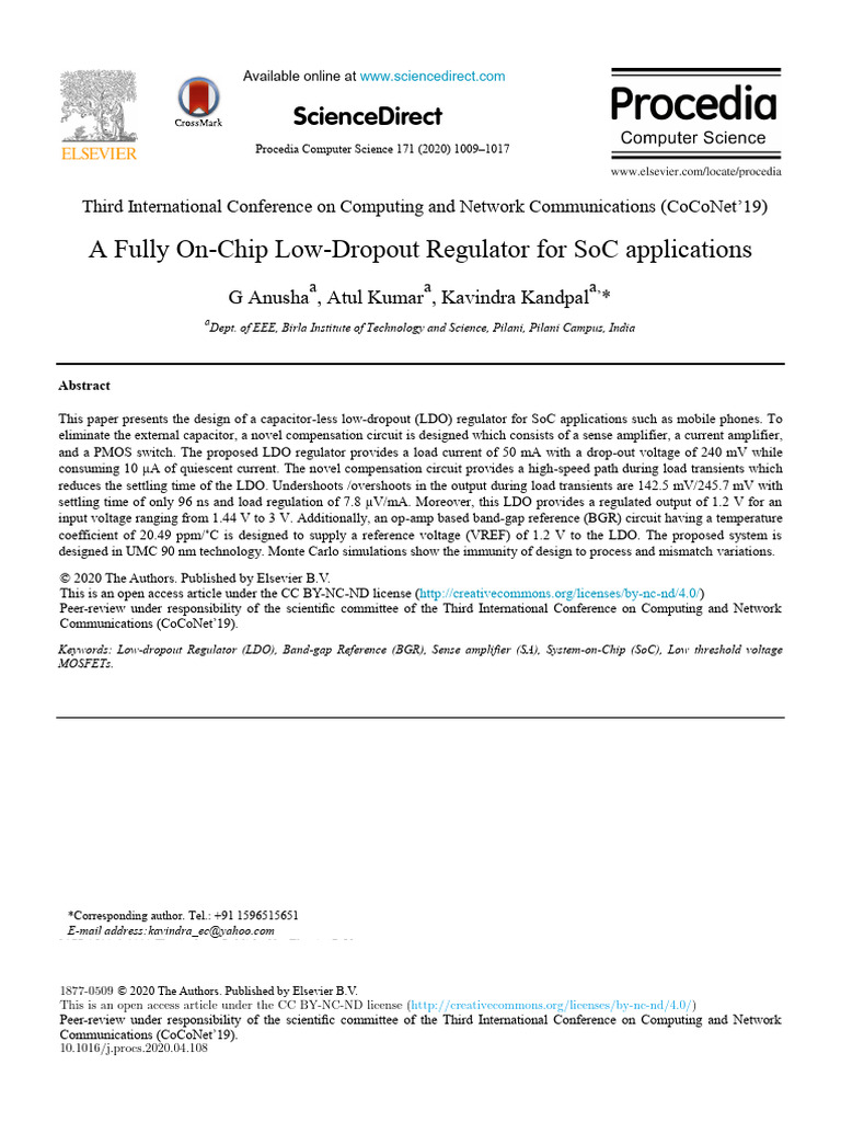 A Fully On-Chip Low-Dropout Regulator For SoC Applications | PDF ...