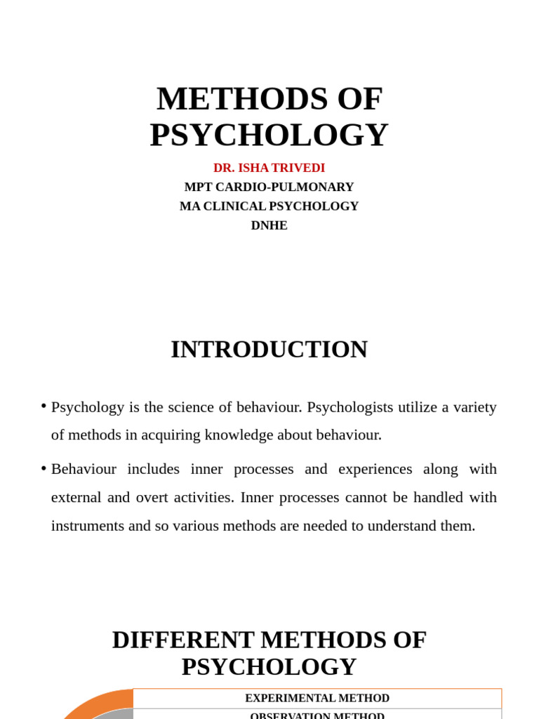 Methods of Psychology | PDF | Experiment | Survey Methodology