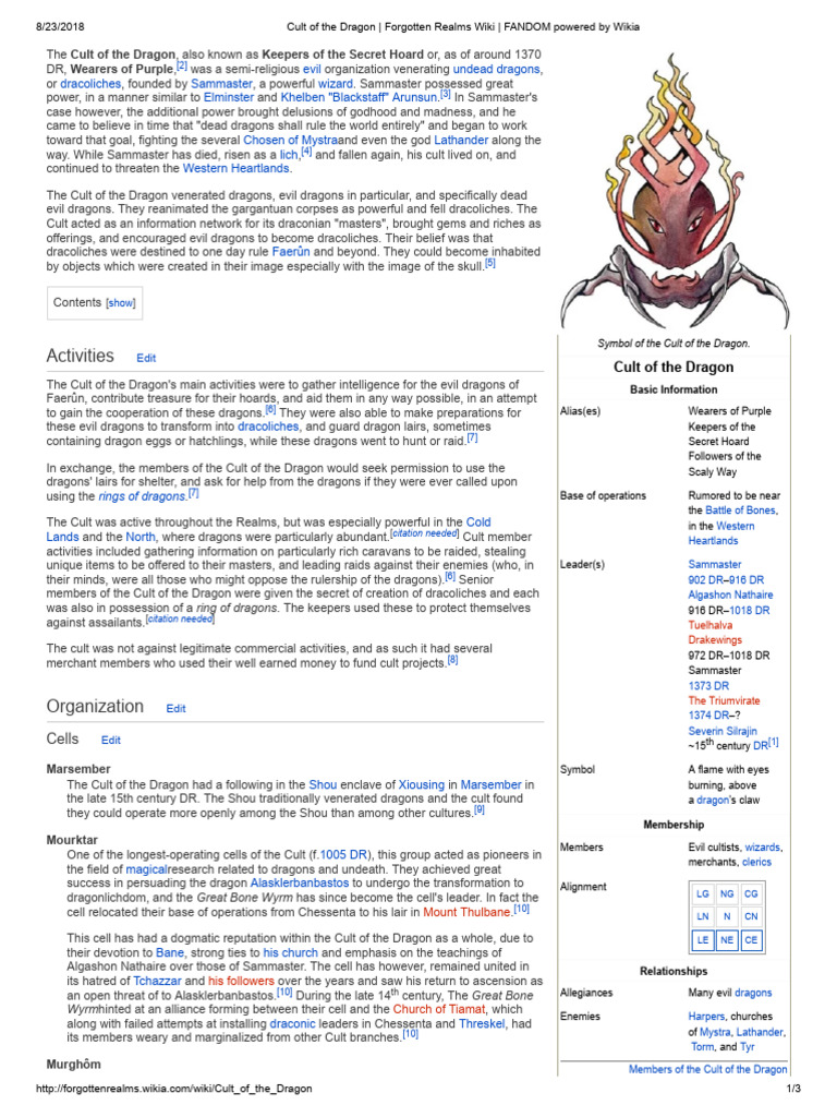 Cult of the Dragon Overview | PDF | Forgotten Realms | Dungeons & Dragons
