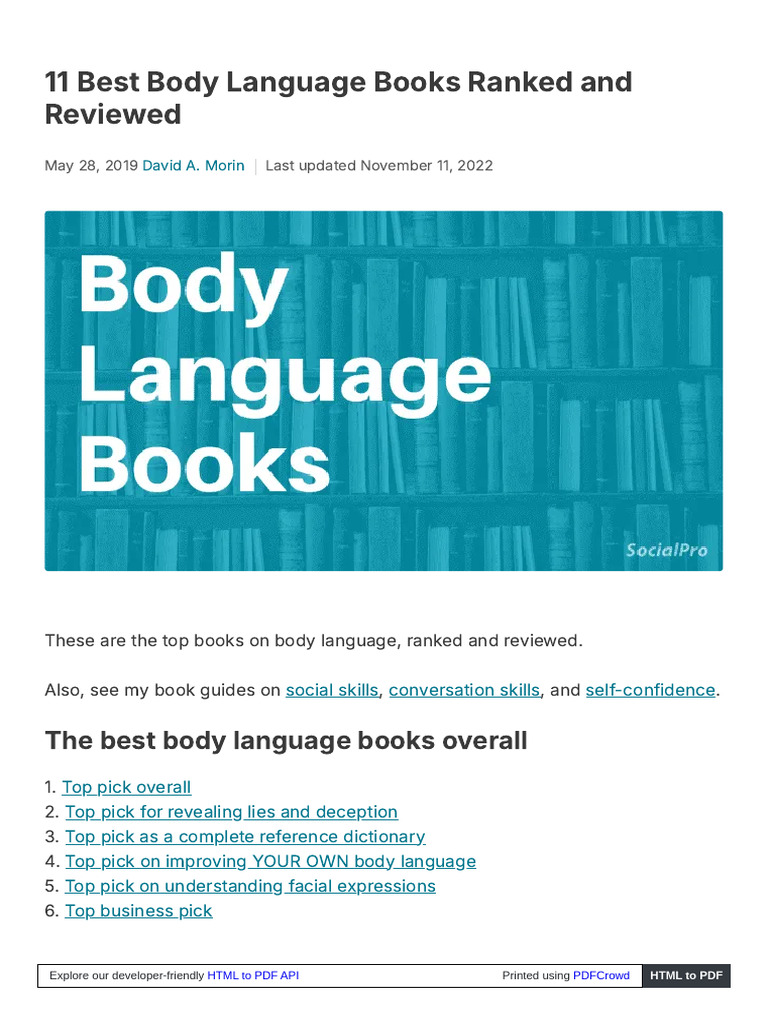 Top 11 Body Language Books Reviewed | PDF | Body Language | Deception