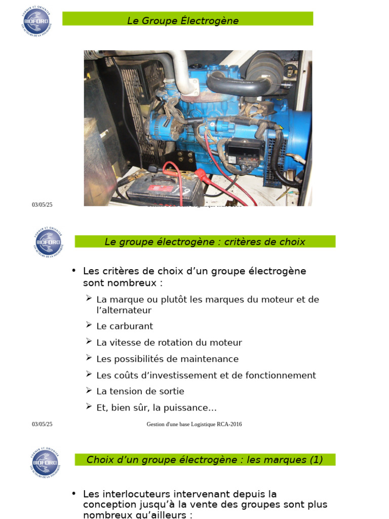 Choix et fonctionnement d'un groupe électrogène PDF Puissance — free download