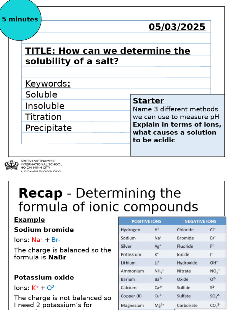 Solubility and Preparation of Salts | PDF | Salt (Chemistry) | Hydroxide