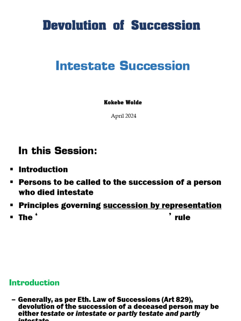 5. Intestate Succession PDF Intestacy Kinship And Descent