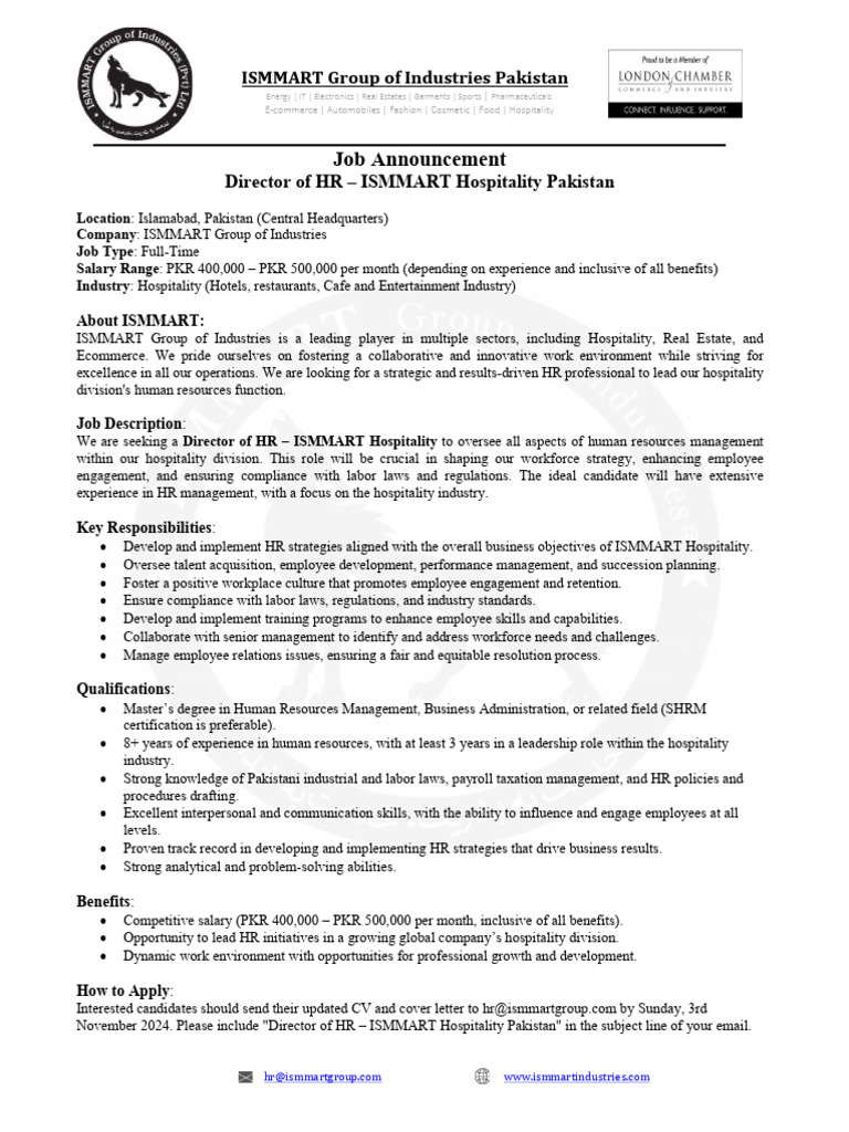 Director Human Resources (HR) - Hospitality | PDF | Human Resource ...