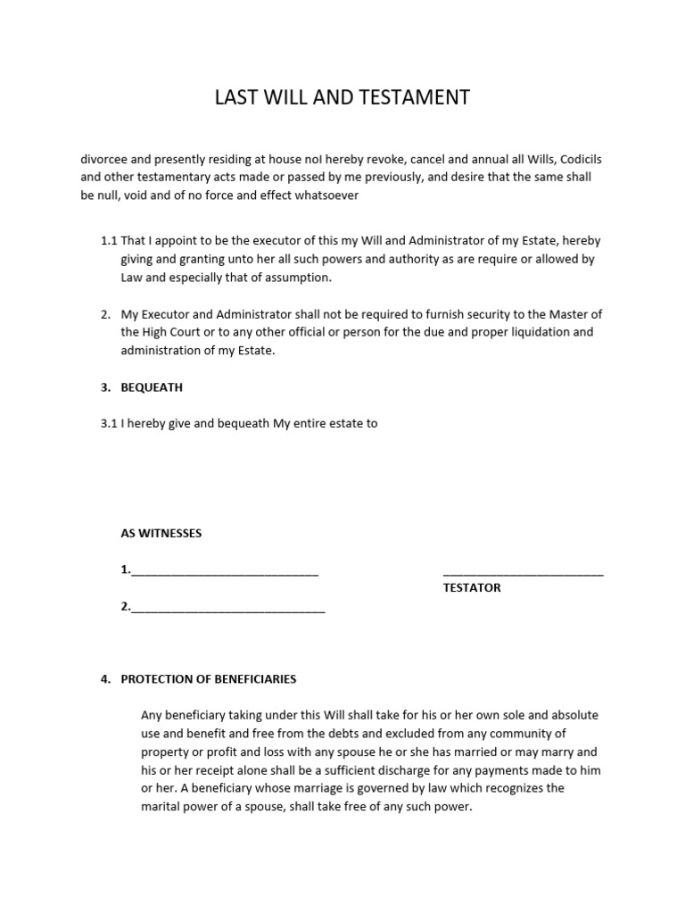Last Will and Testament 9999 | PDF