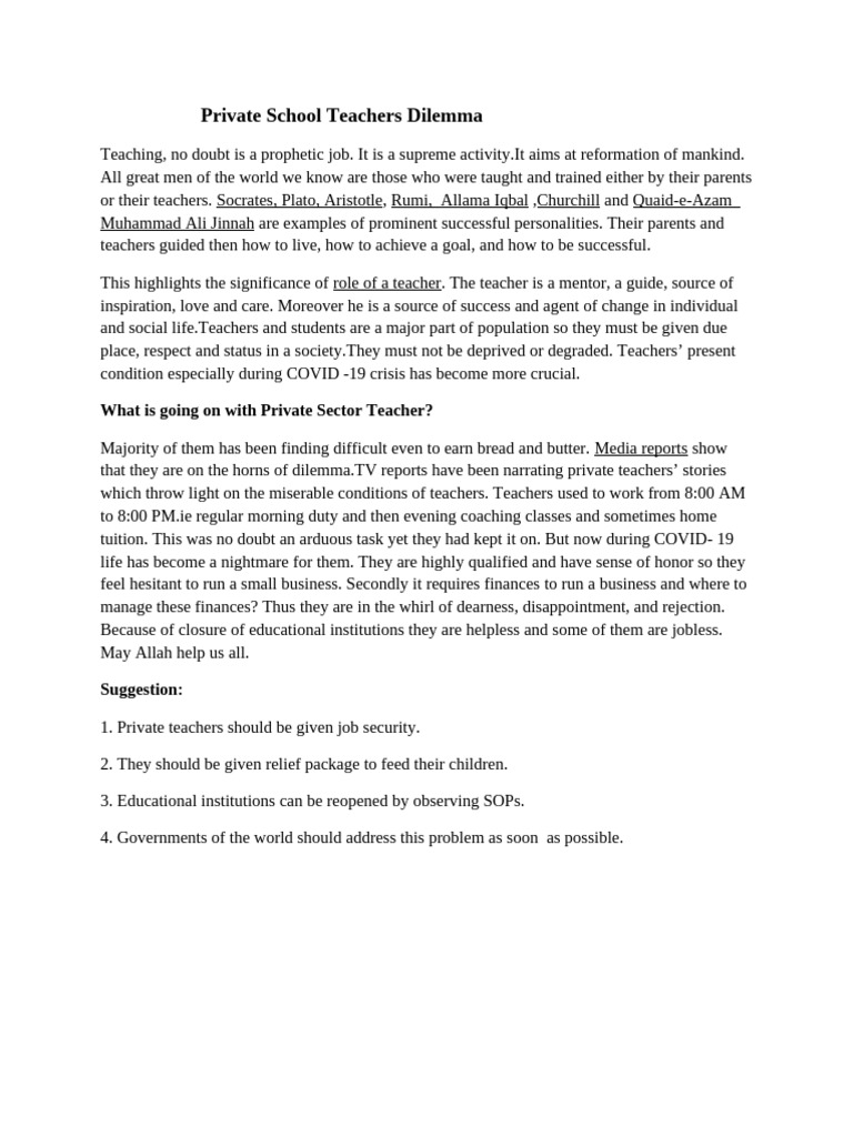 Challenges Faced by Private School Teachers | PDF