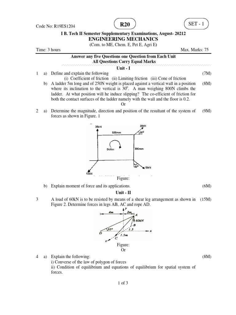 Engineering Mechanics Me Aug 2022 | PDF | Friction | Force