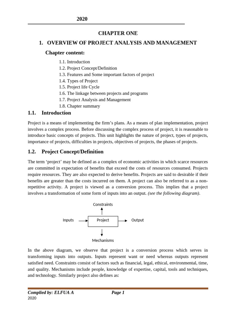 Project Mgt & Analysis Ch-1 | PDF | Feasibility Study | Project Management