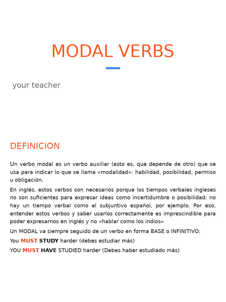 Understanding Modal Verbs in English | PDF | Verb | Syntax