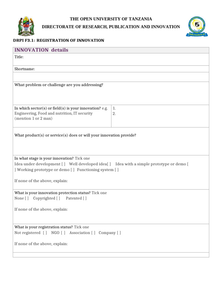 Innovation Registration | PDF