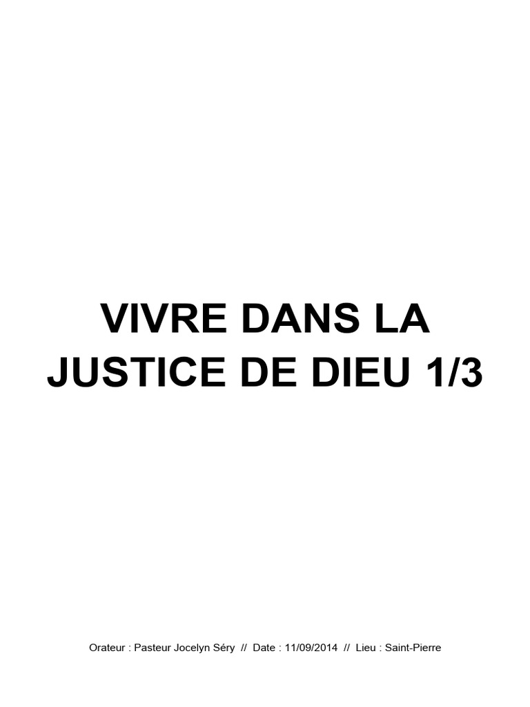 Vivre Dans La Justice de Dieu | PDF | Justification (Théologie) | Dieu