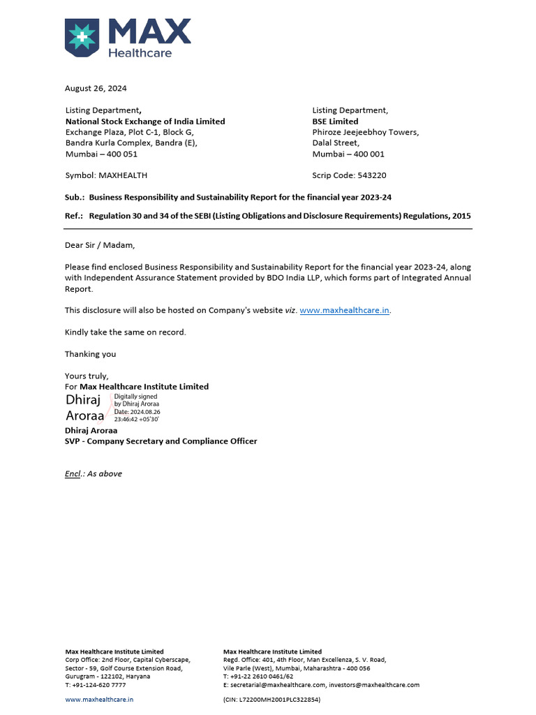 Max Healthcare Sustainability Report 2023-24 | PDF | Health Care ...