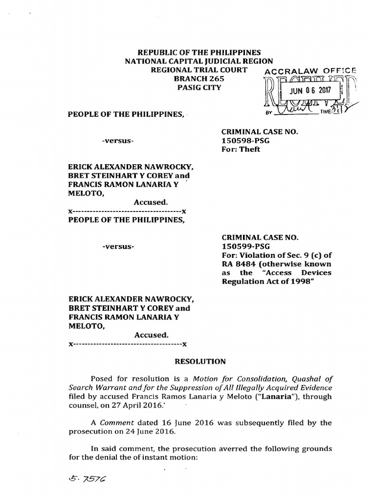 Court Ruling on Search Warrants in Theft Case | PDF | Judiciaries | Courts