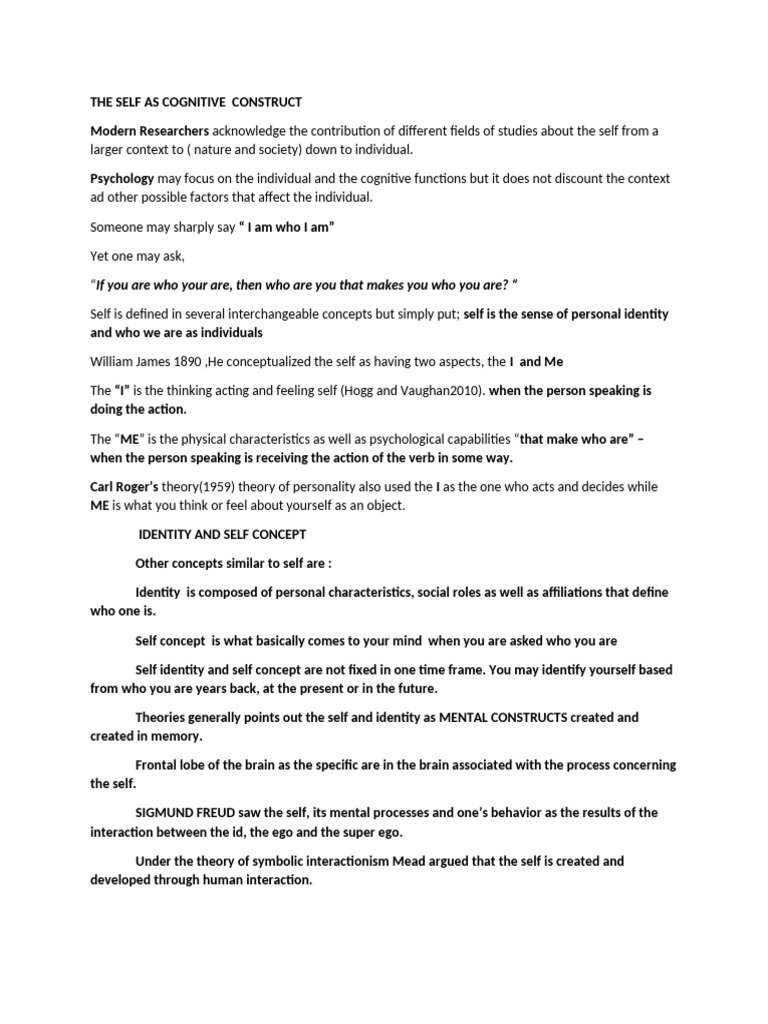 Understanding Self: Identity and Concepts | PDF | Self Esteem ...