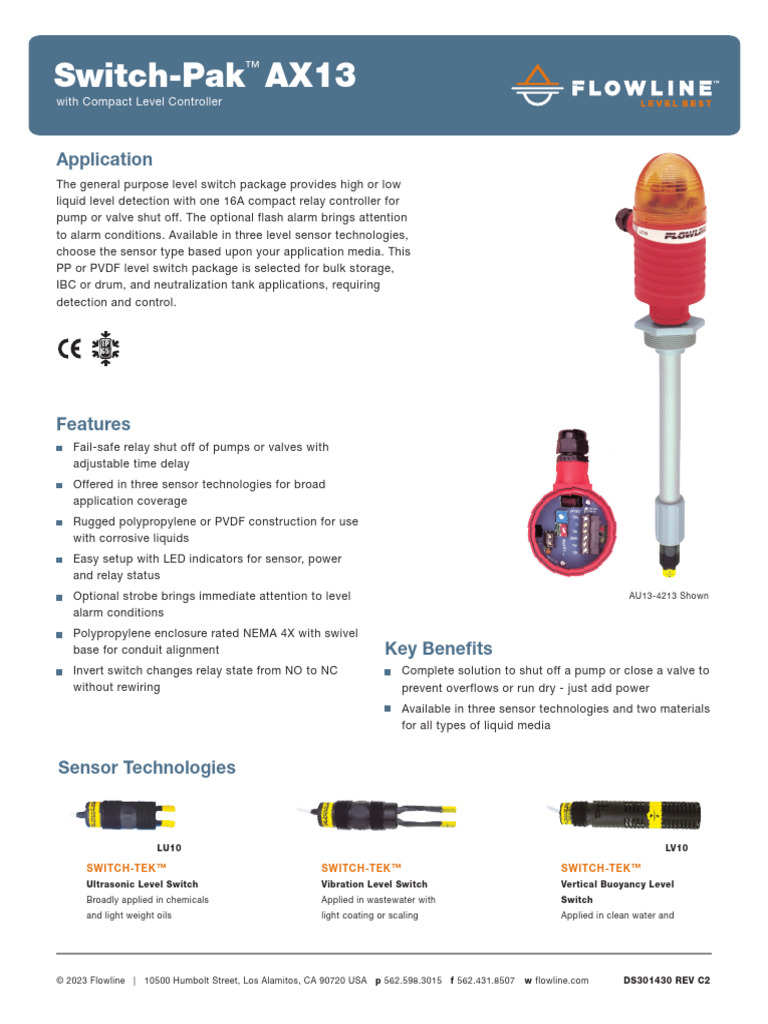 Flow Line Ultra Level Swtich | PDF | Relay | Switch