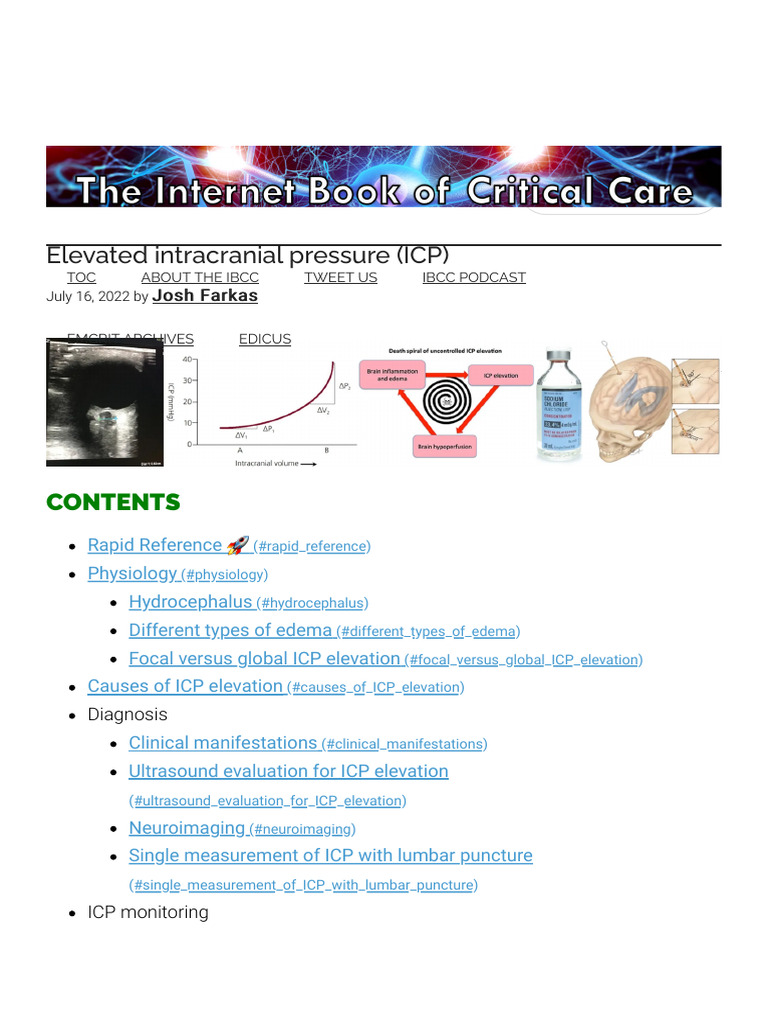 Elevated Intracranial Pressure Overview | PDF | Cerebrospinal Fluid ...