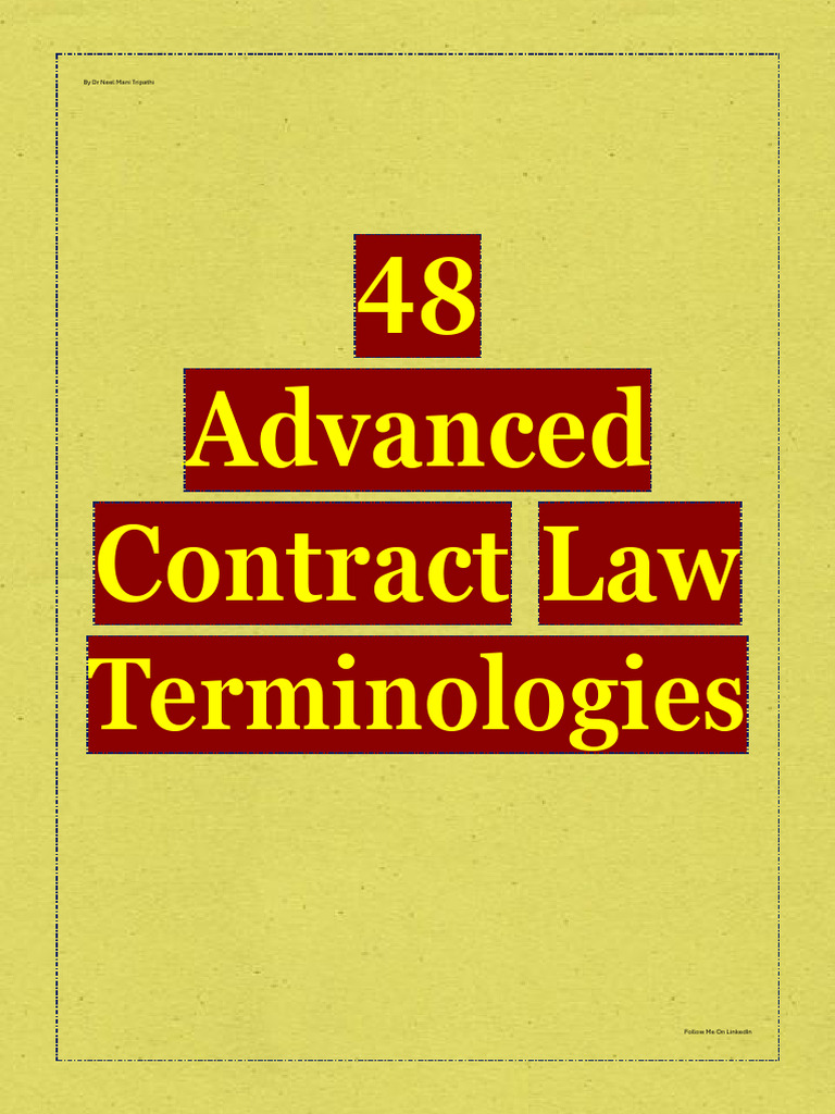 Advanced Contract Law Terminologies | PDF | Assignment (Law) | Arbitration