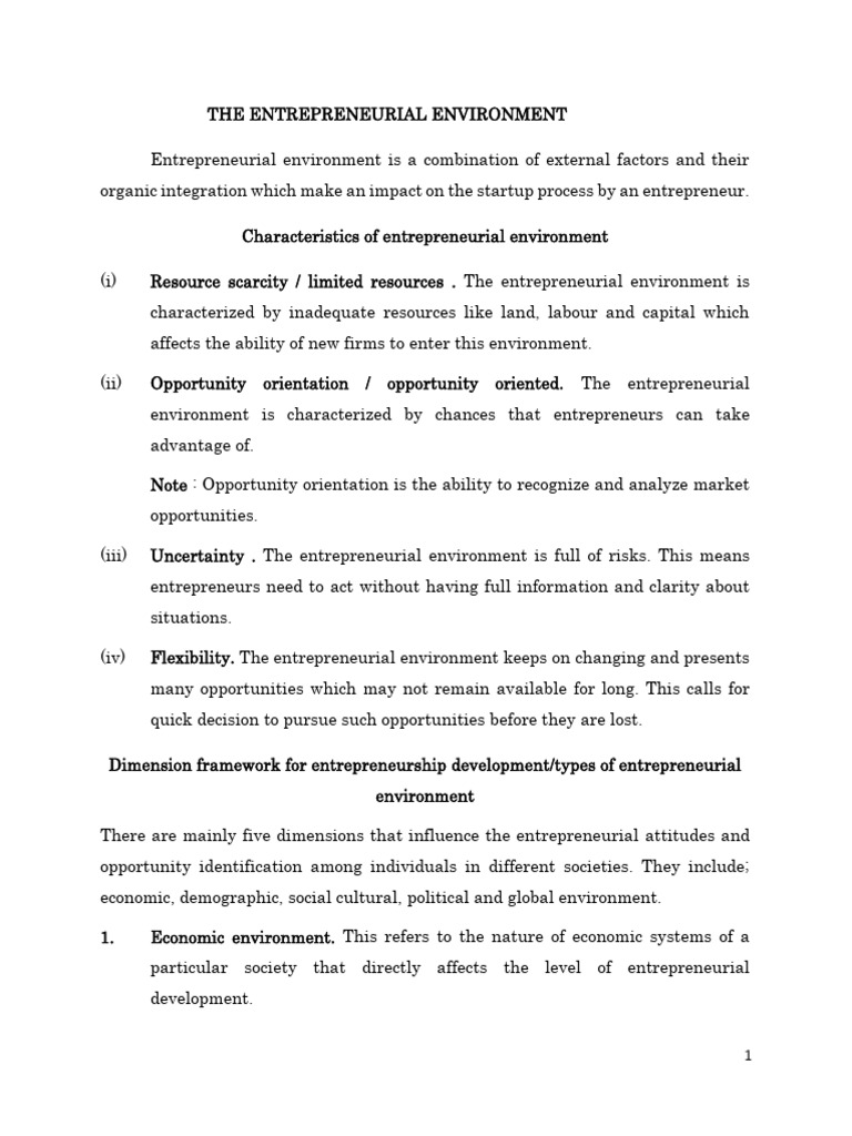 The Entrepreneurial Environment | PDF | Entrepreneurship | Waste Management