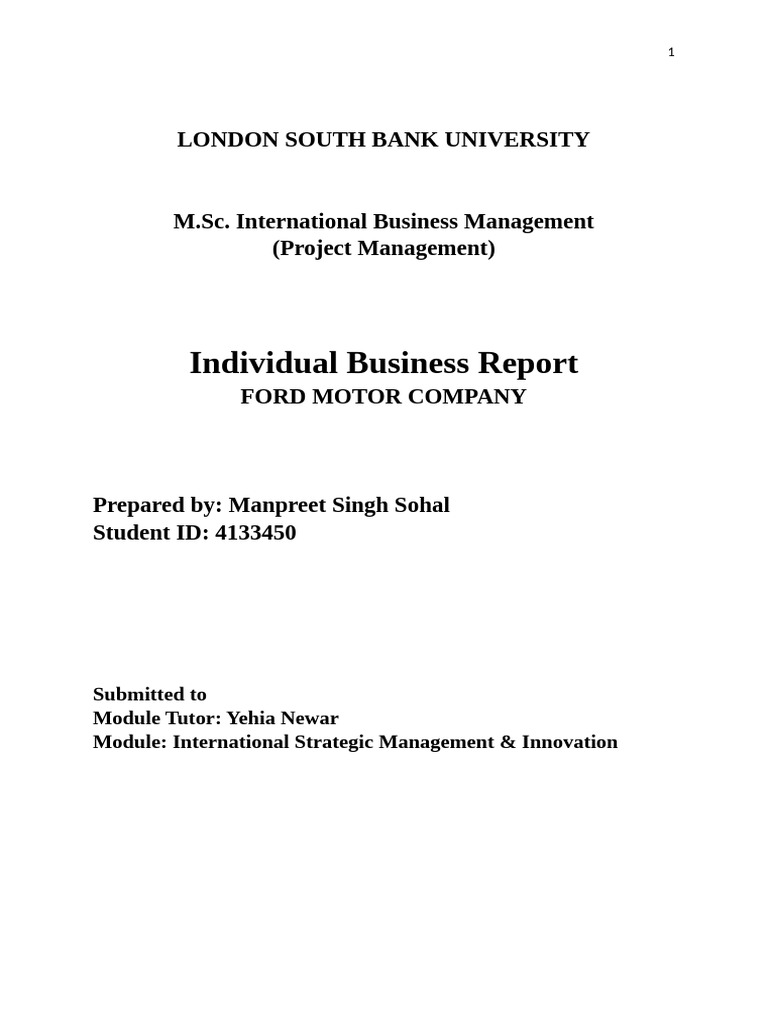 Ford Motor Company Strategic Analysis | PDF | Ford Motor Company | Car