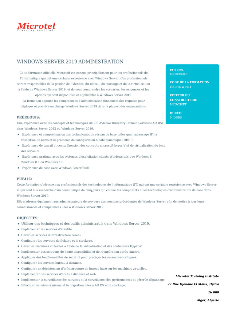 Formation Administration Windows Server 2019 | PDF | Active Directory ...