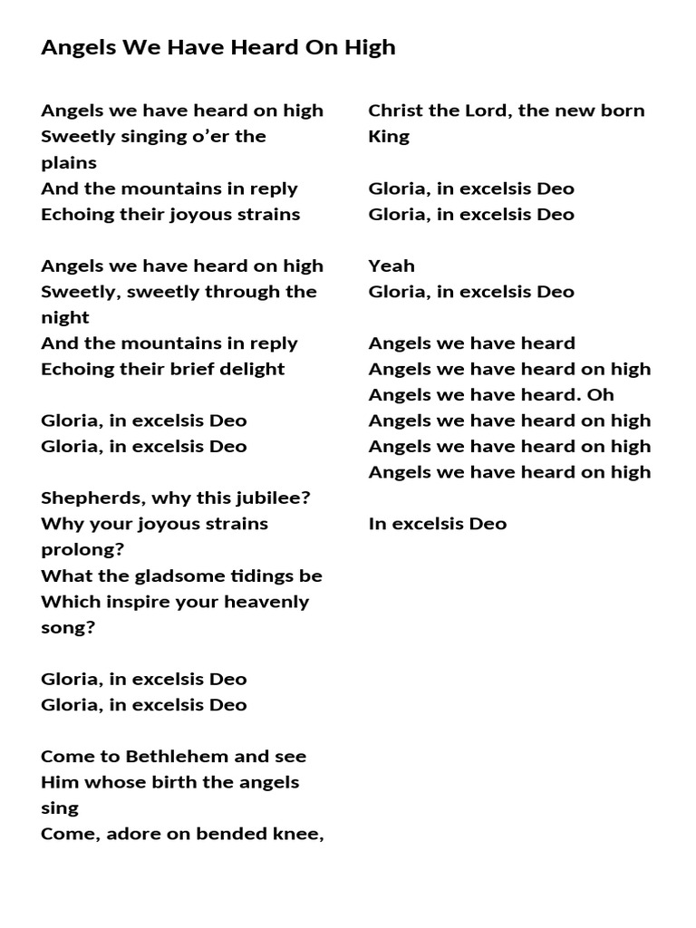 Angels We Have Heard On High Lyrics | PDF