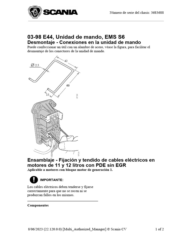 Módulo EMS Scania: Desmontaje y Conexiones | PDF
