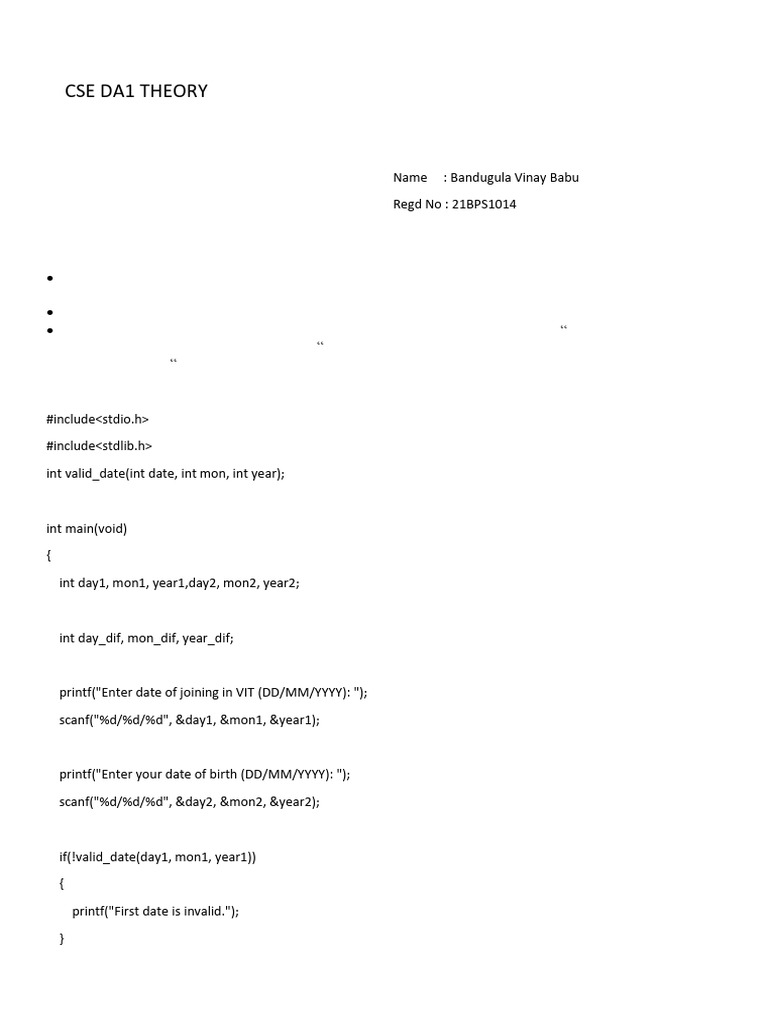C Program for Date Calculation and Events | PDF | Pointer (Computer ...