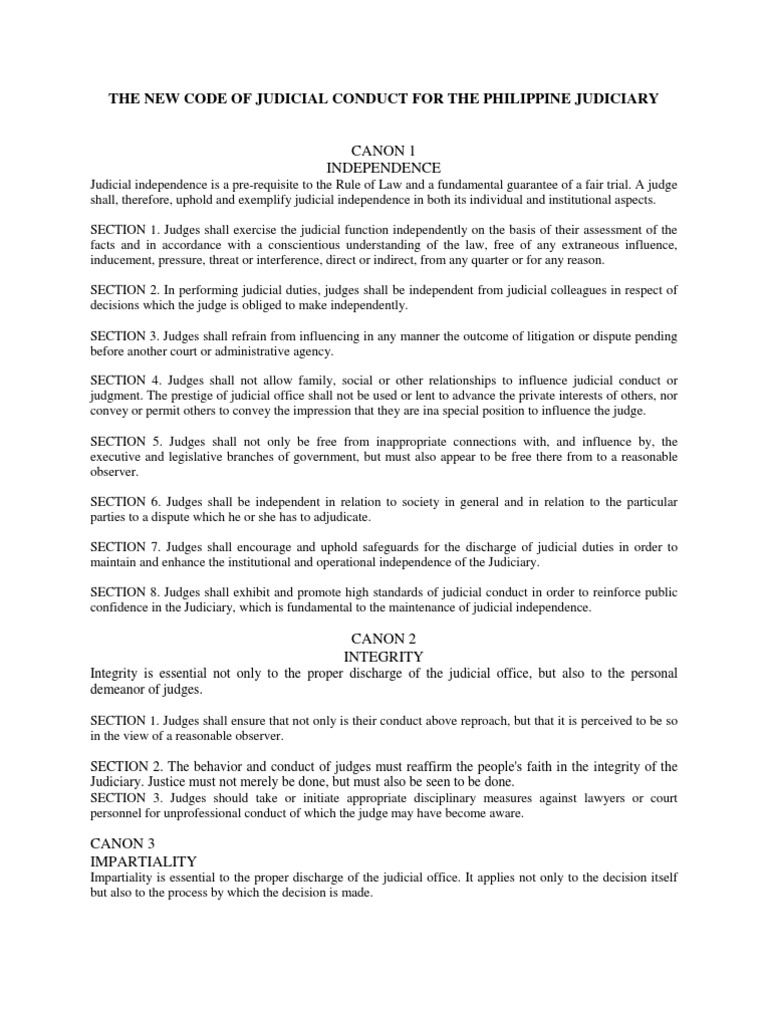 The New Code of Judicial Conduct For The Philippine Judiciary PDF