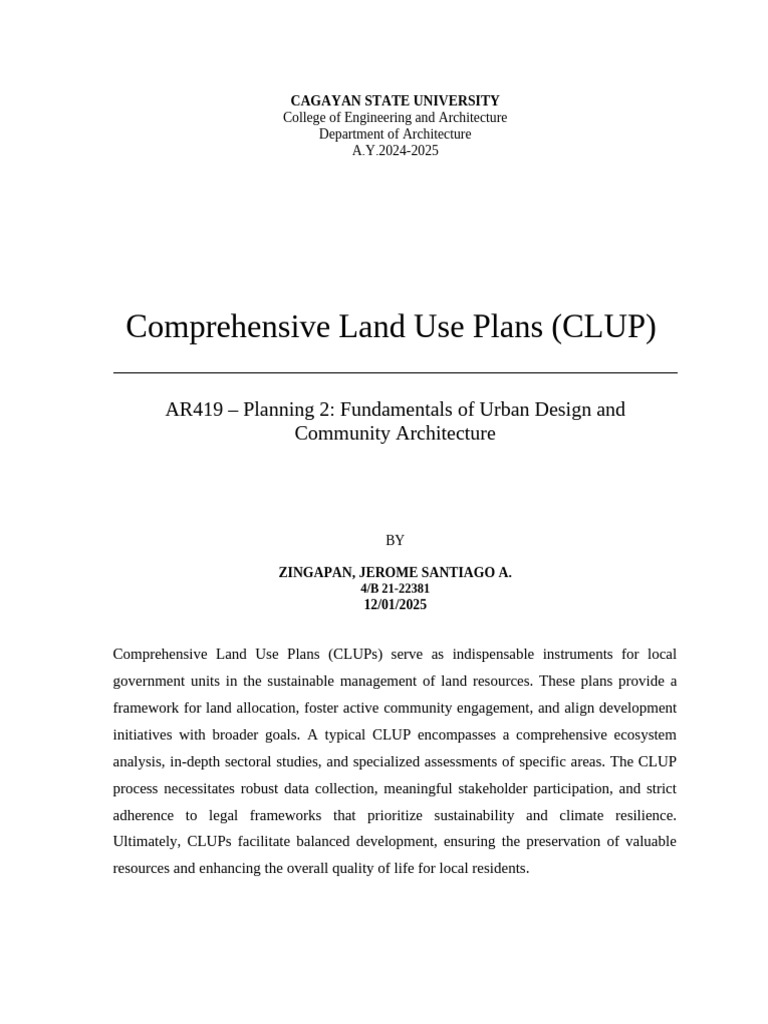 Comprehensive Land Use Plans Overview | PDF | Sustainability | Policy