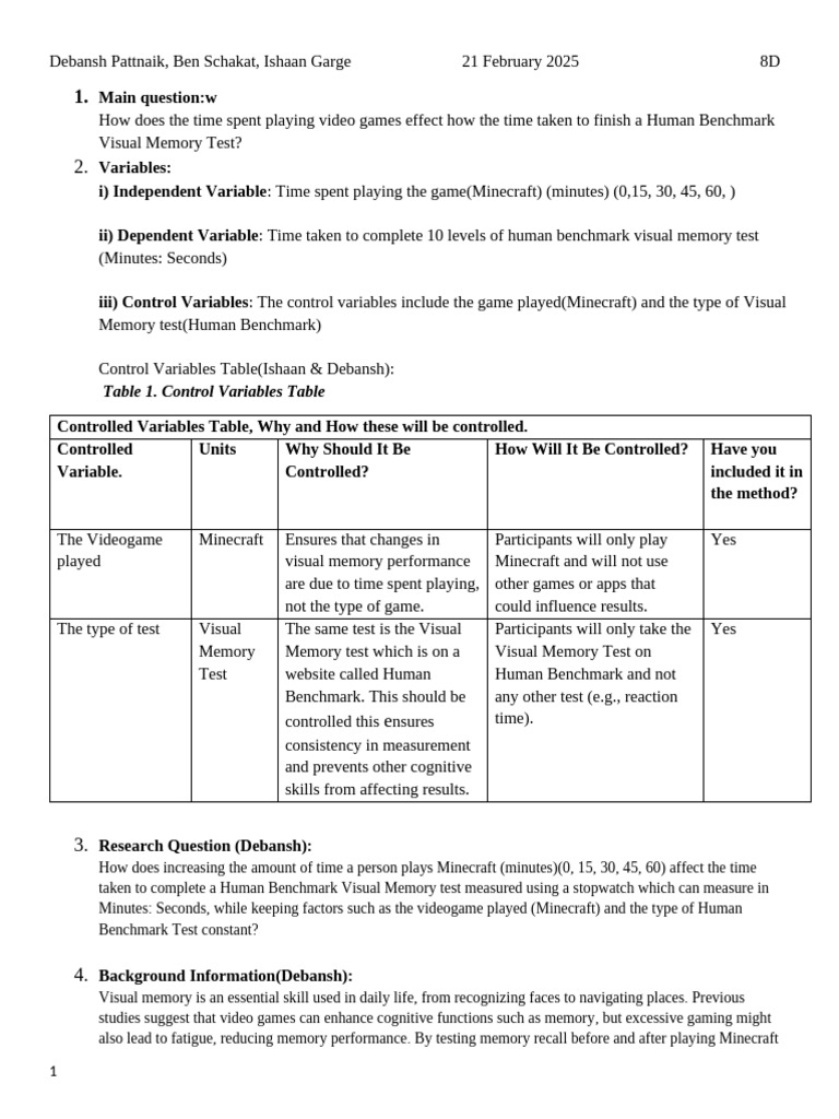 Science Fair Lab Report Template