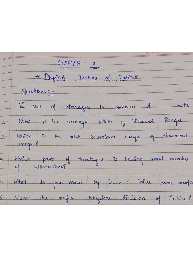 Geography CH - 2 (Questions) | PDF
