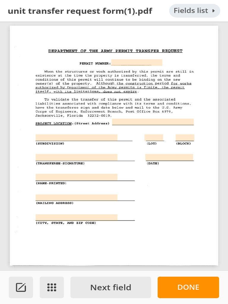 PDFfiller - Unit Transfer Request Form PDF | PDF