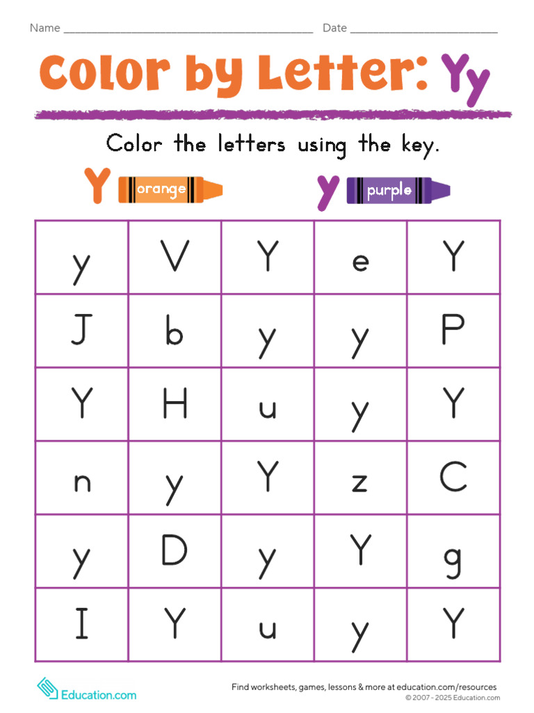 Color by letter y pdf