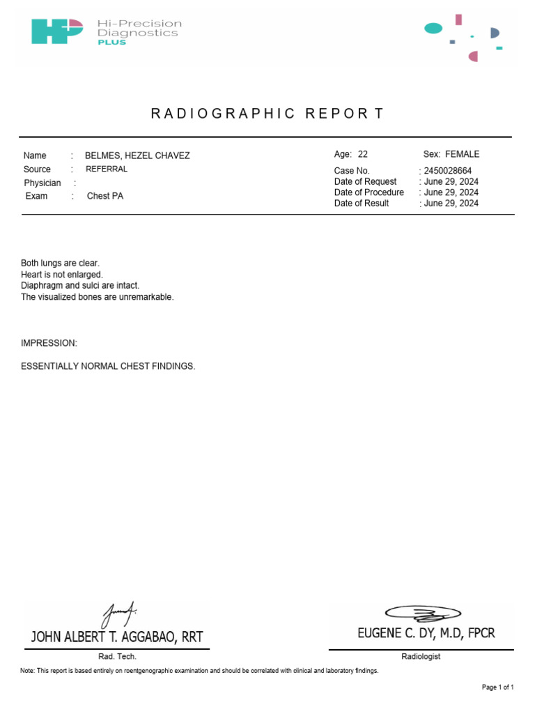 Radiographic Repor T: Referral | PDF