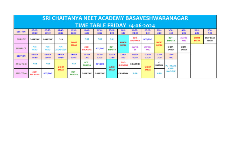 Time Table Friday 14-06-2024 | PDF