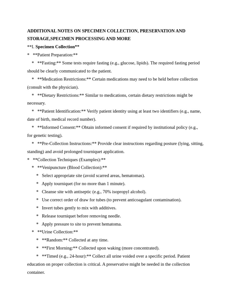 Specimen Collection and Processing Guide | PDF | Coefficient Of ...