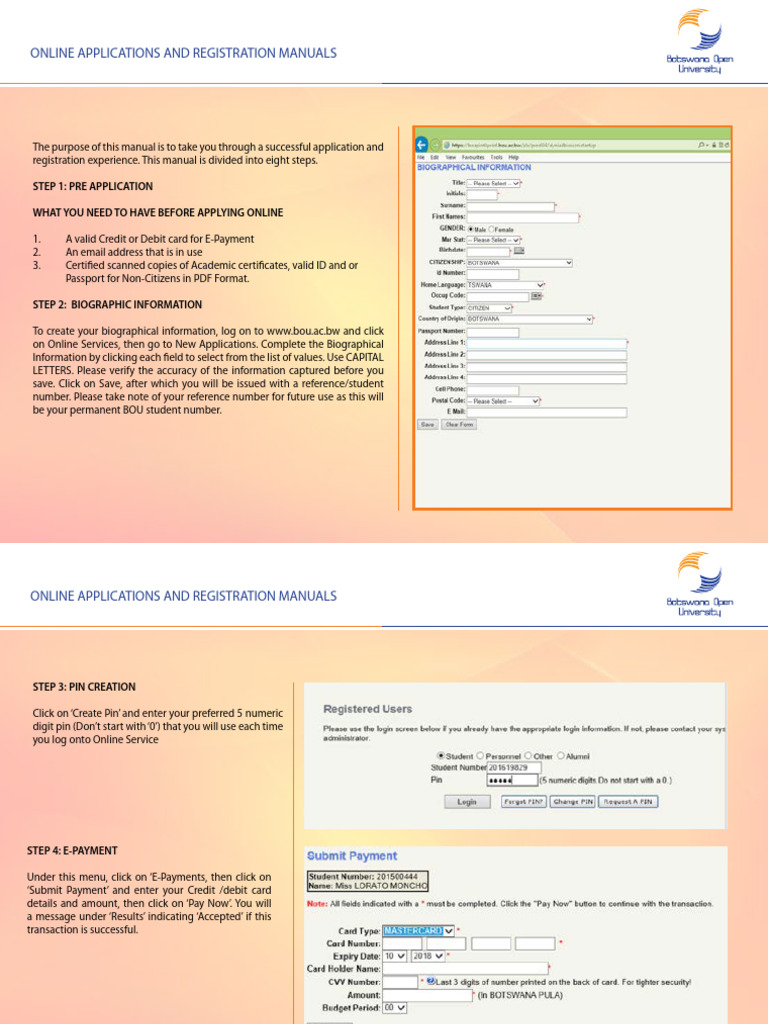 Manual for Online Application Process | PDF | Credit Card | University ...