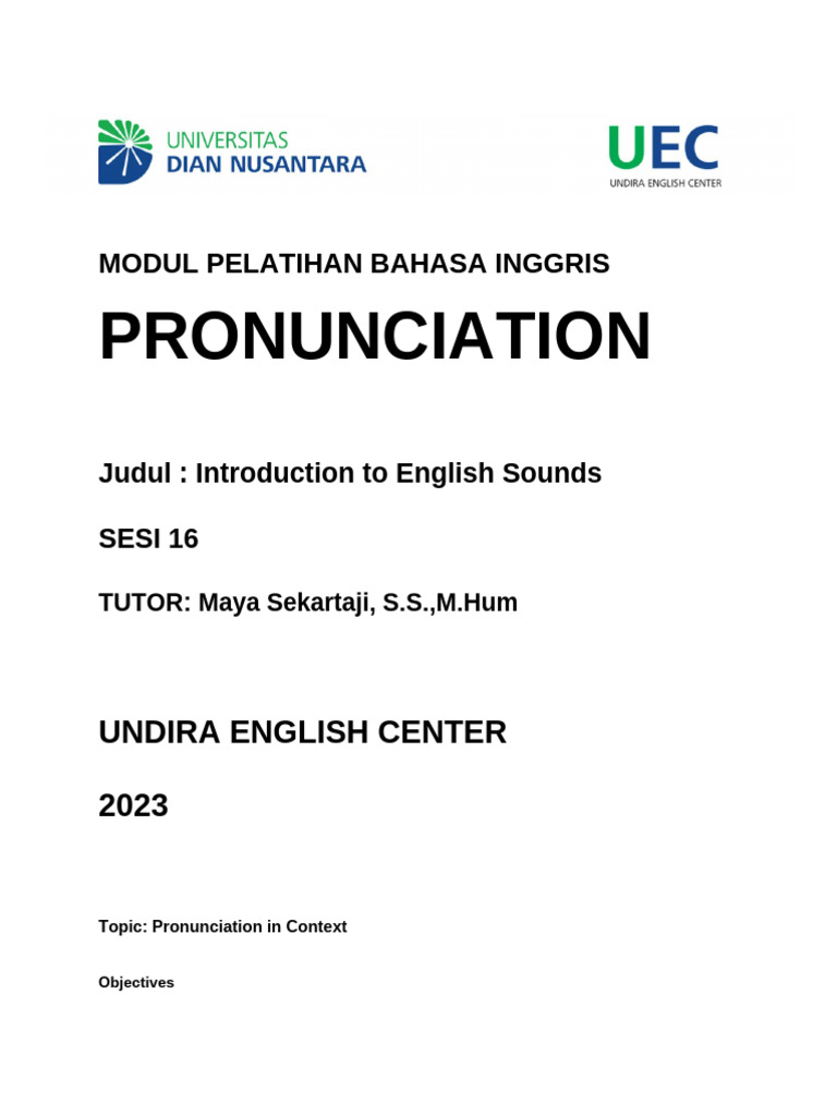 Modul Sesi 16 English Pronunciation | PDF