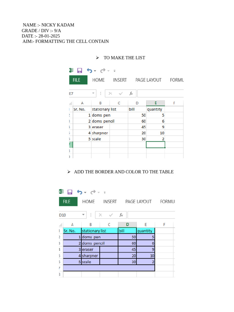 Formatting Cells and Tables Guide | PDF