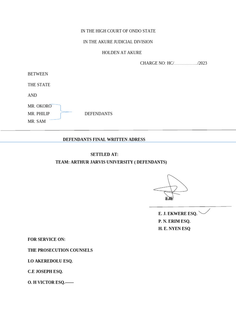 Defendants' Final Address in Murder Case | PDF | Burden Of Proof (Law ...