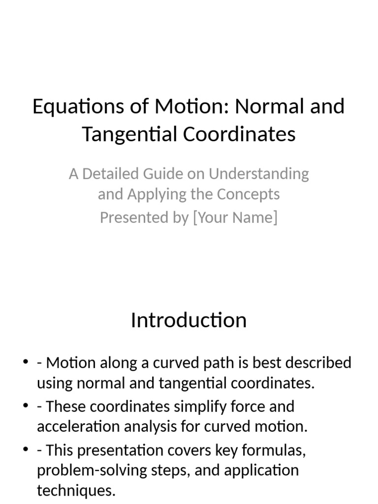 Understanding Normal & Tangential Motion | PDF | Acceleration | Mechanics