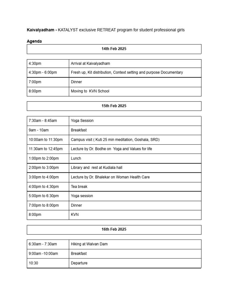 Itinerary & Do's & Dont's For Yoga Retreat-1 | PDF